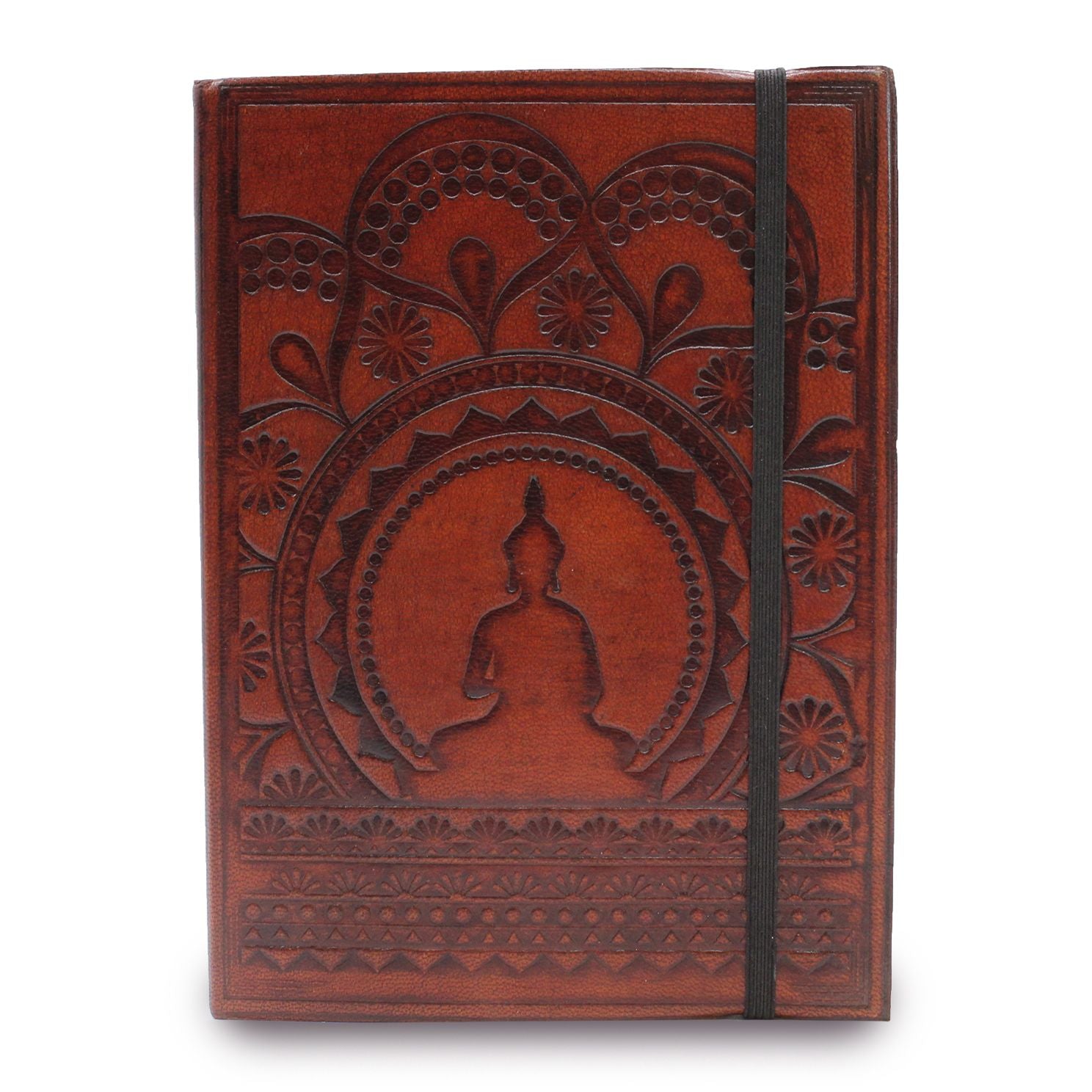 Small Notebook with Strap Featuring Tibetan Mandala Design
