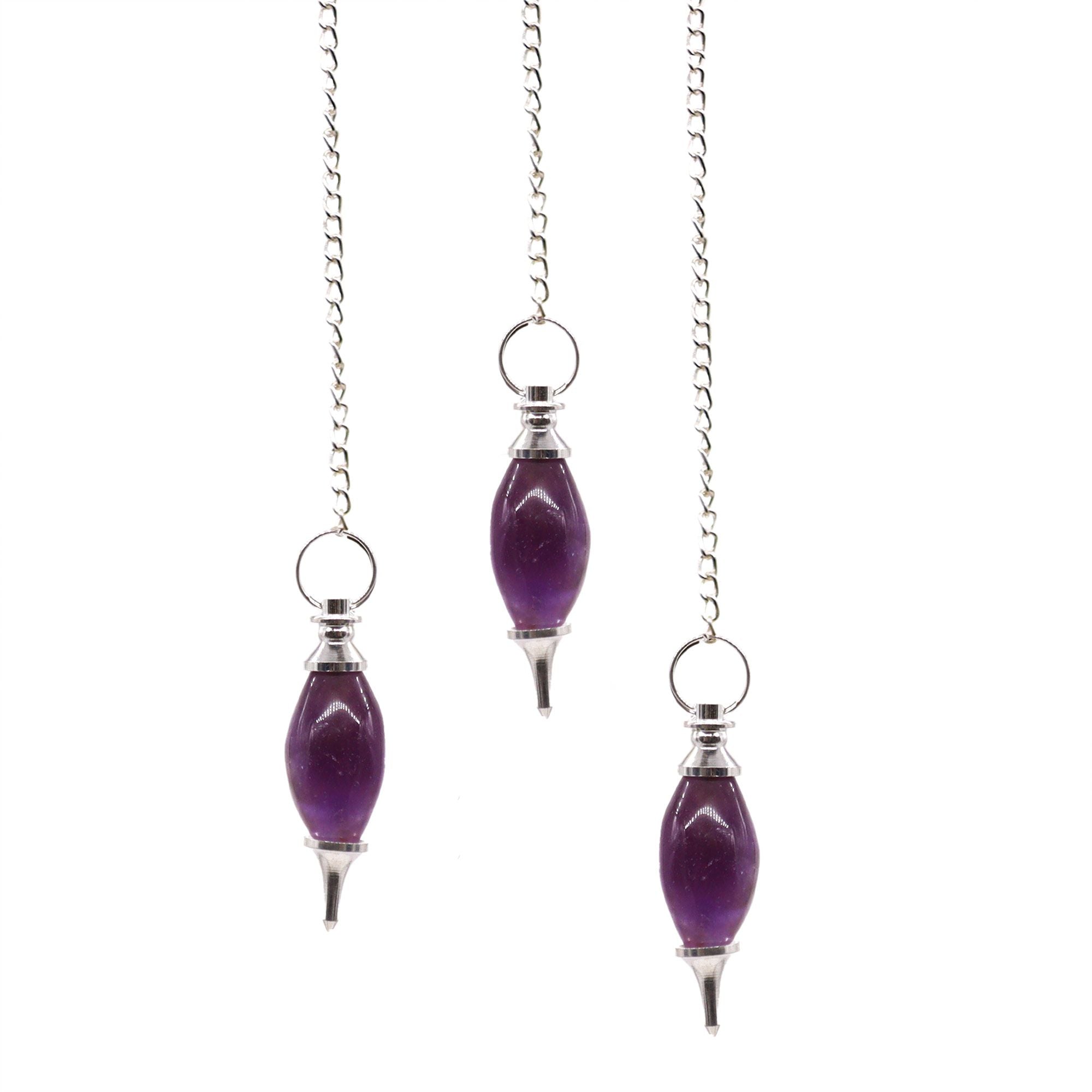 Amethyst Lingam Shaped Gemstone Pendulum for Divination Use