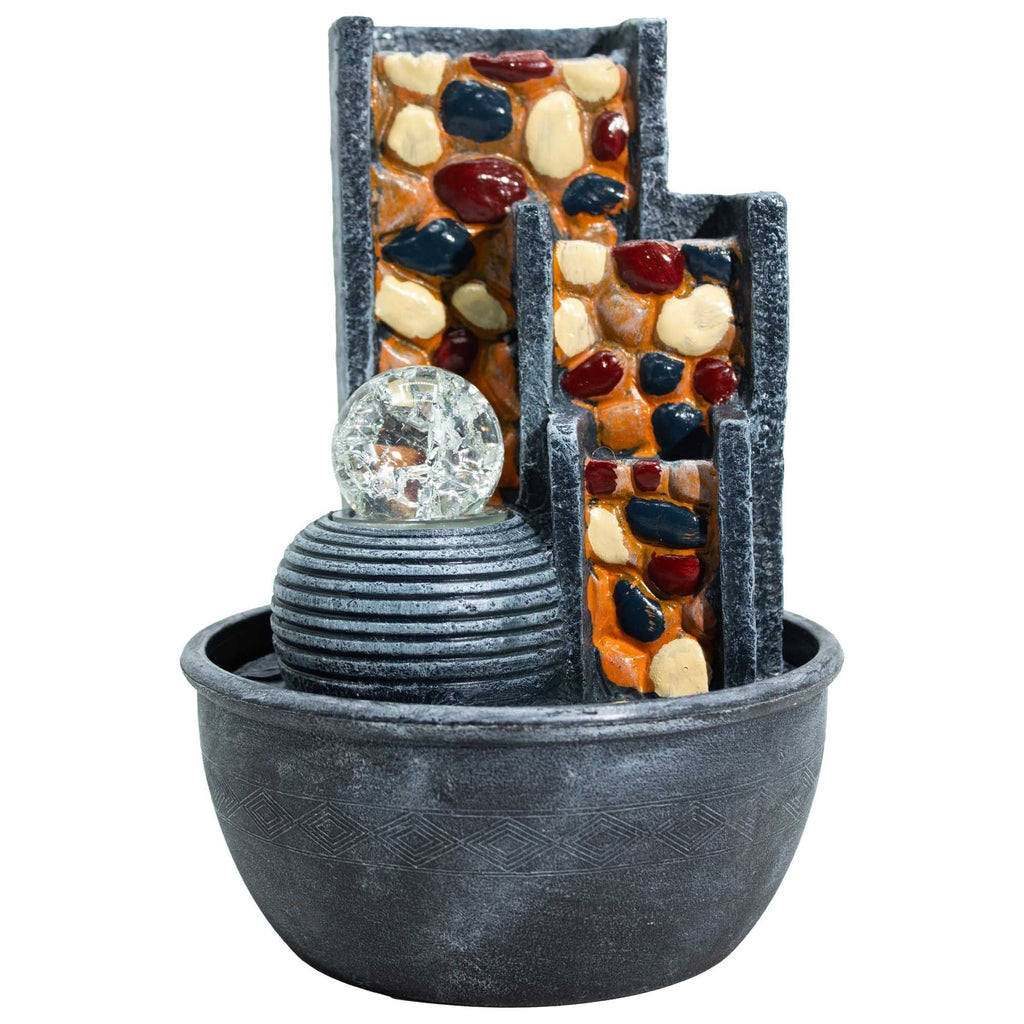 Pebble Wall Tabletop Water Feature with Crystal Ball for Decor