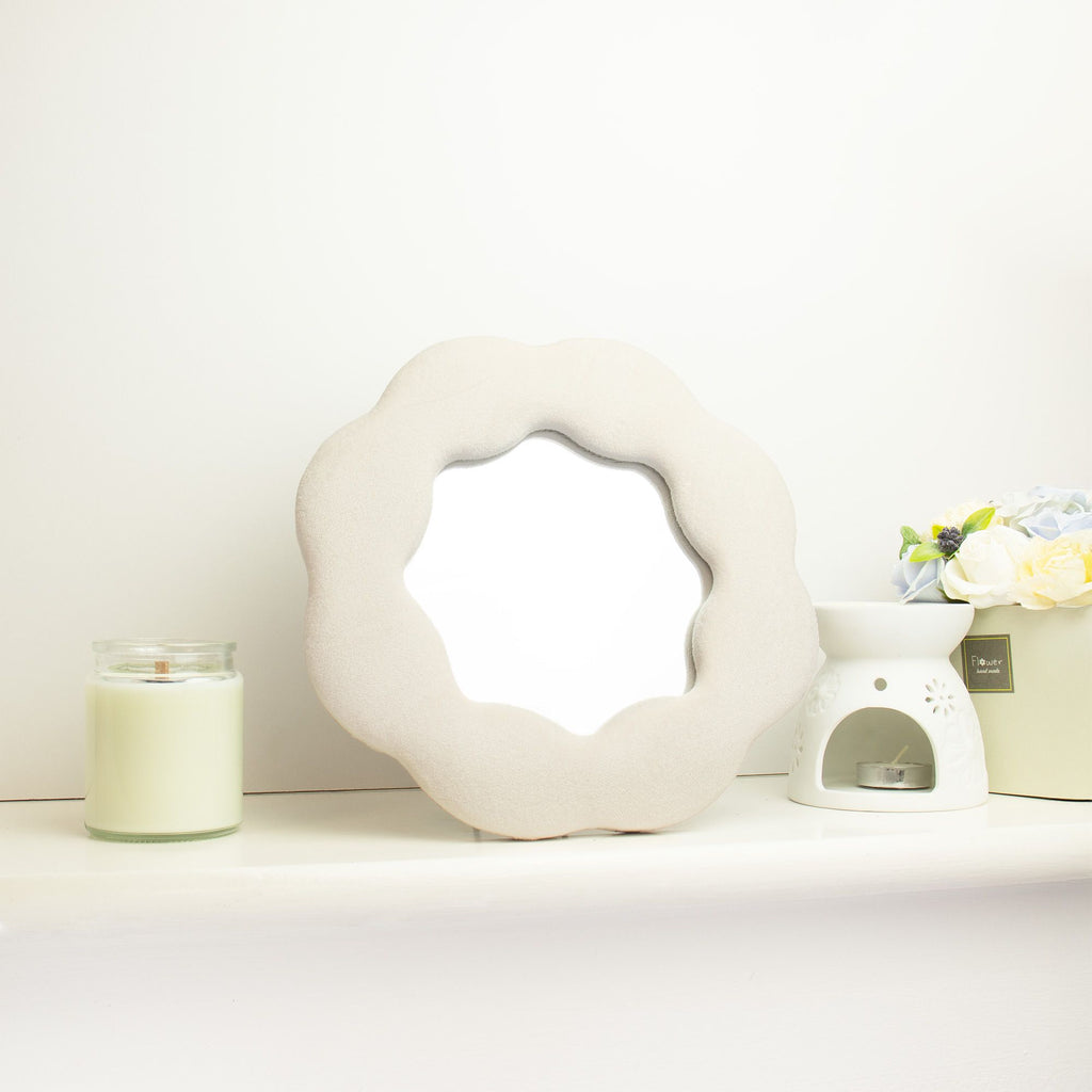 Soft Squiggly Mirror with Flower Design for Modern Interiors
