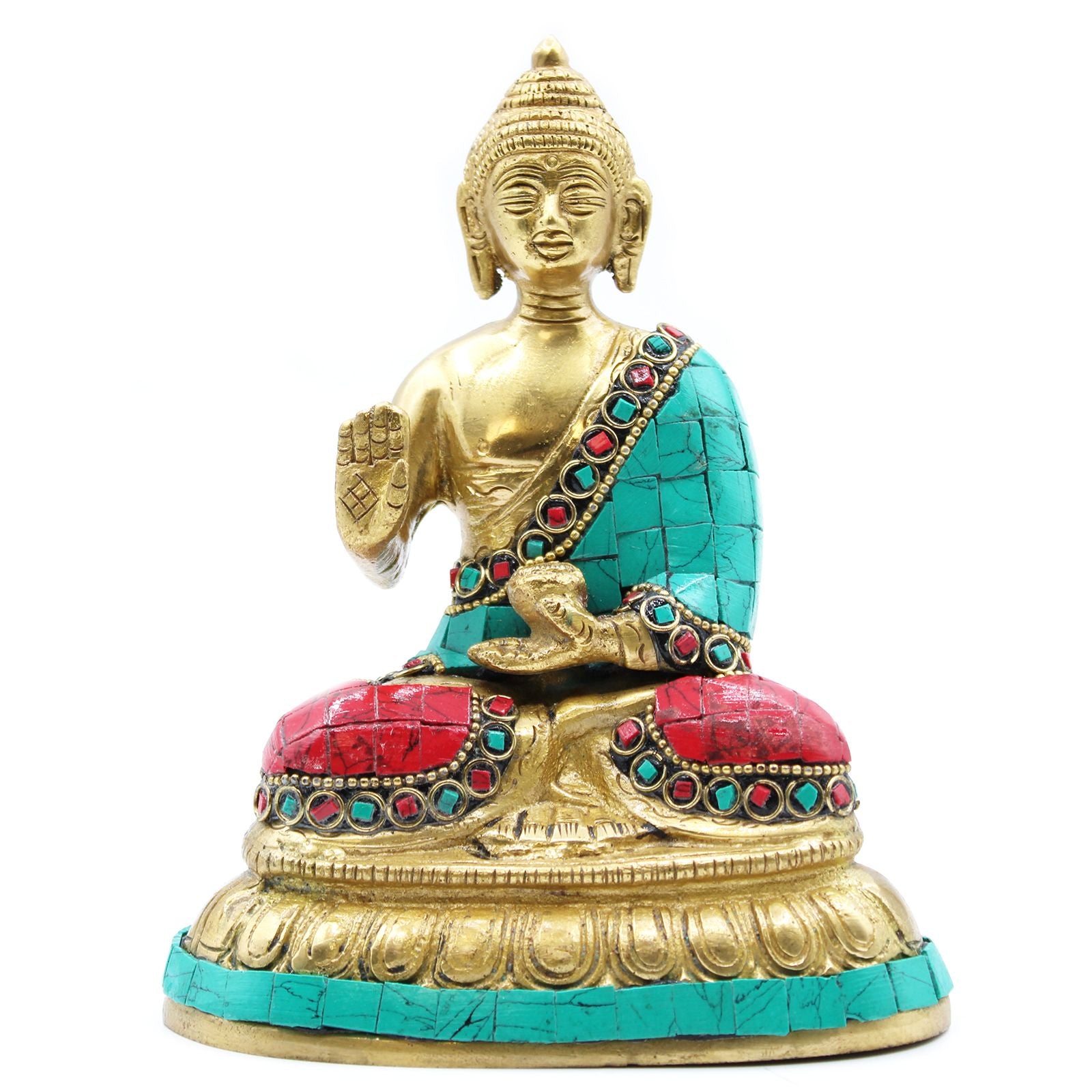 Brass Buddha Figure Blessing 15cm Ideal for Elegant Home Decor