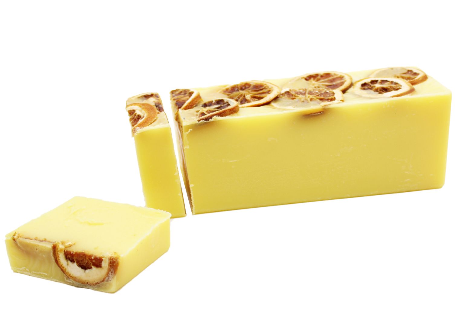 Slice of Sunshine Soap Loaf with Dried Orange Slices