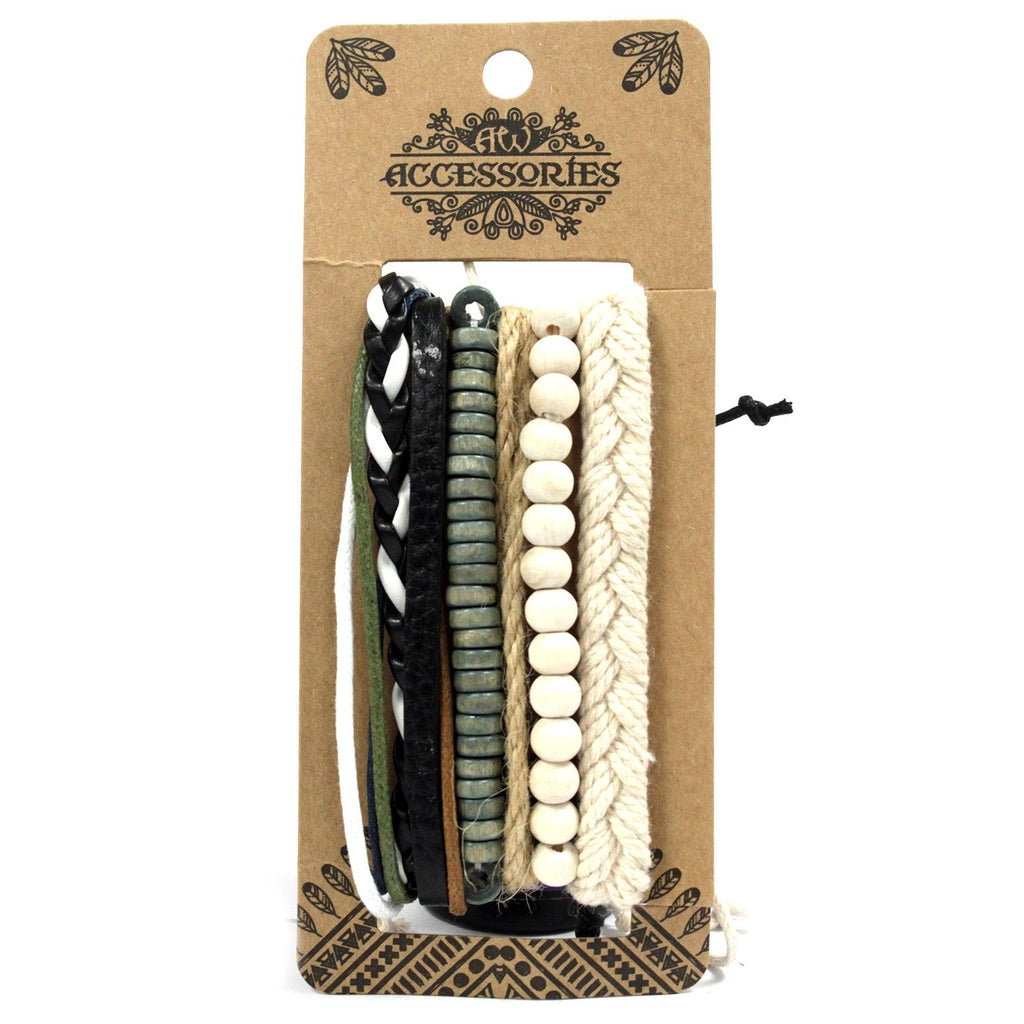 Stylish Mens Bracelet Sets with Green and Natural Designs
