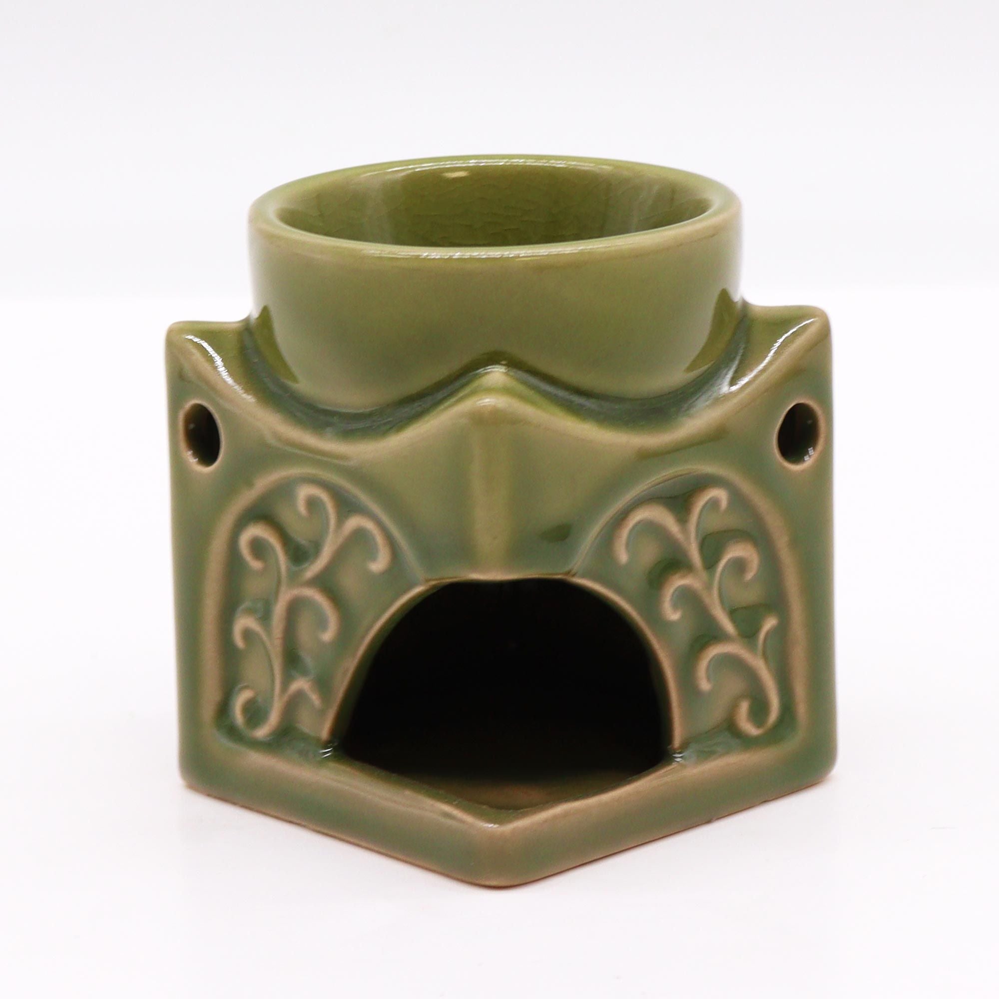 Square Buddha Burner in Light Jade for Aromatherapy Use