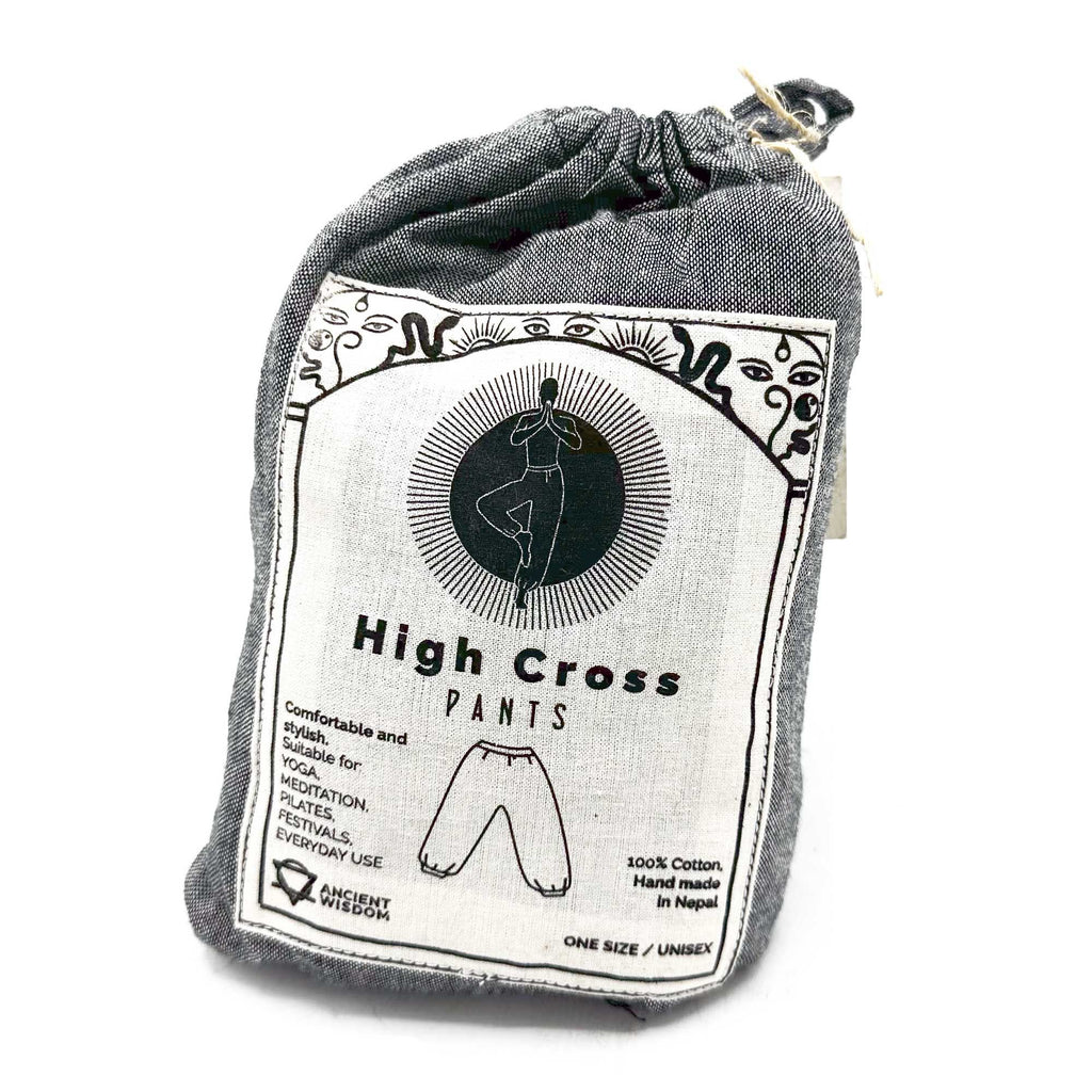 Yoga and Festival Pants High Cross with Himalayan Print in Grey