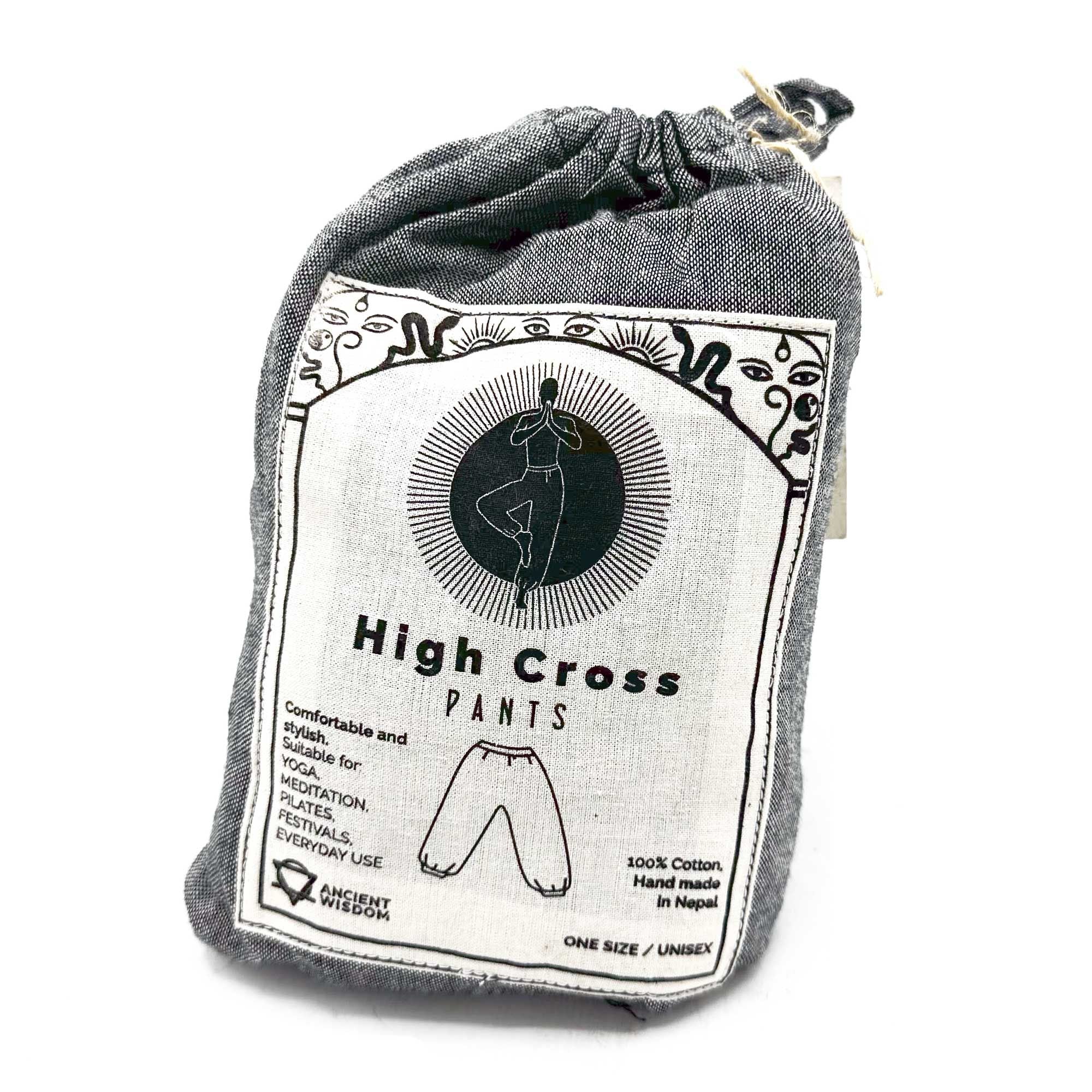 Yoga and Festival Pants High Cross with Himalayan Print in Grey