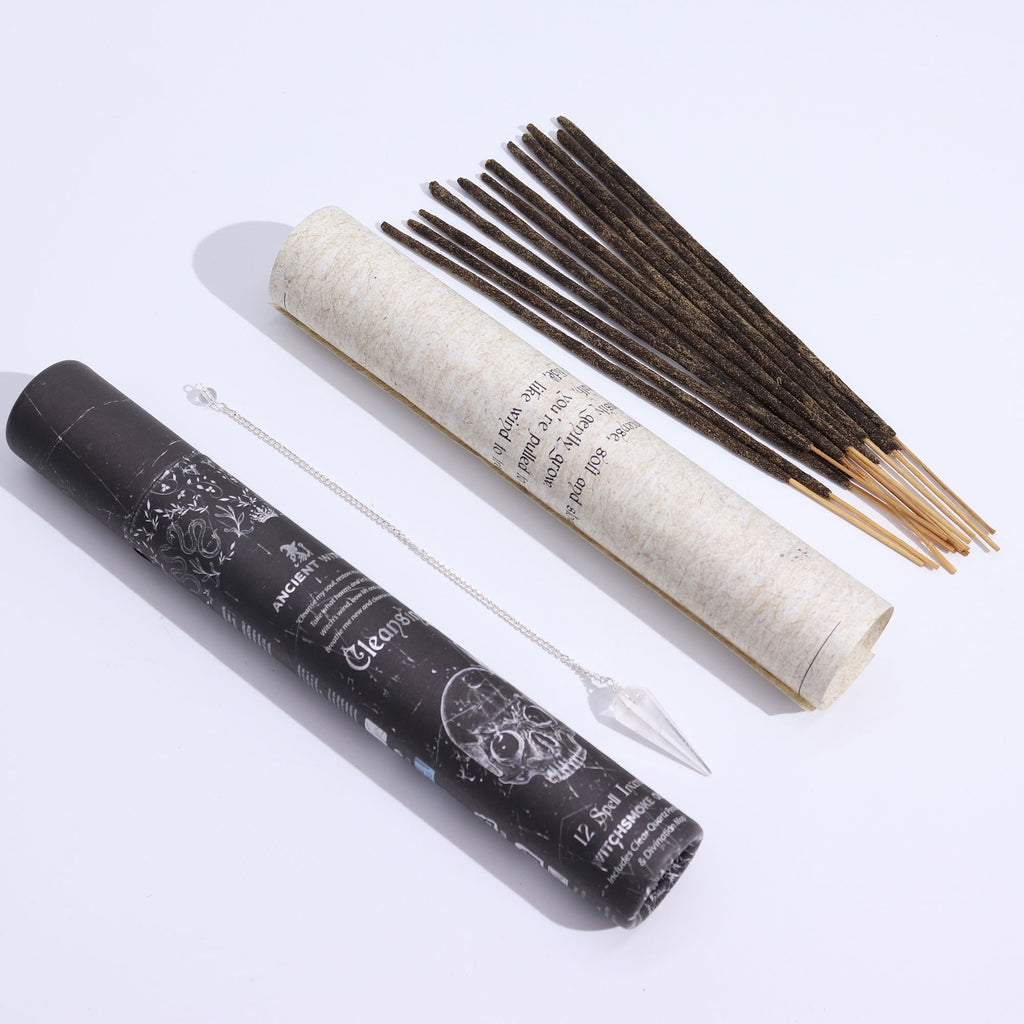 Ancient Witch Spell Incense with Rock Crystal Pendulum and Map Set
