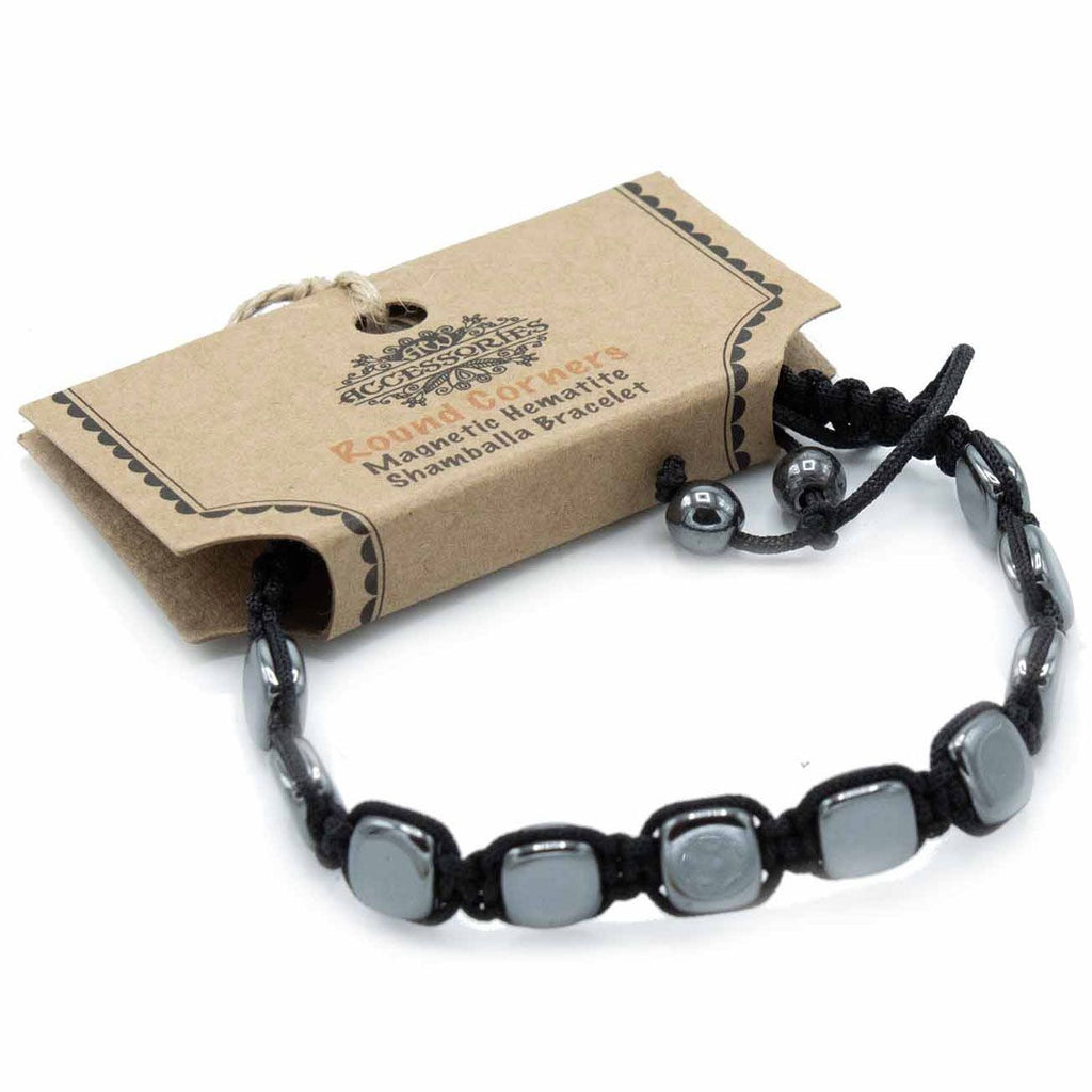 Magnetic Hematite Shamballa Bracelet with Stylish Round Corners