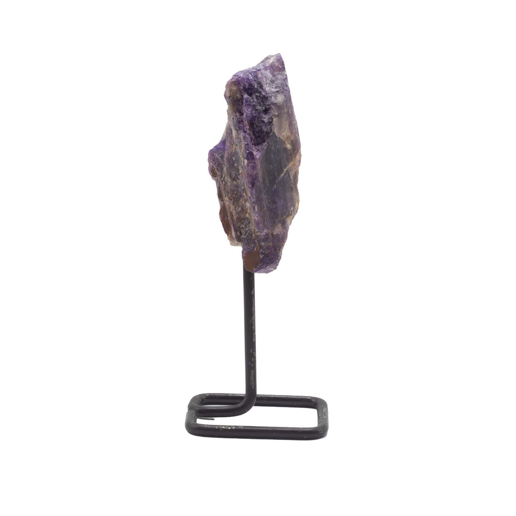 Amethyst Mineral Specimen on Metal Stand for Home Decor Display