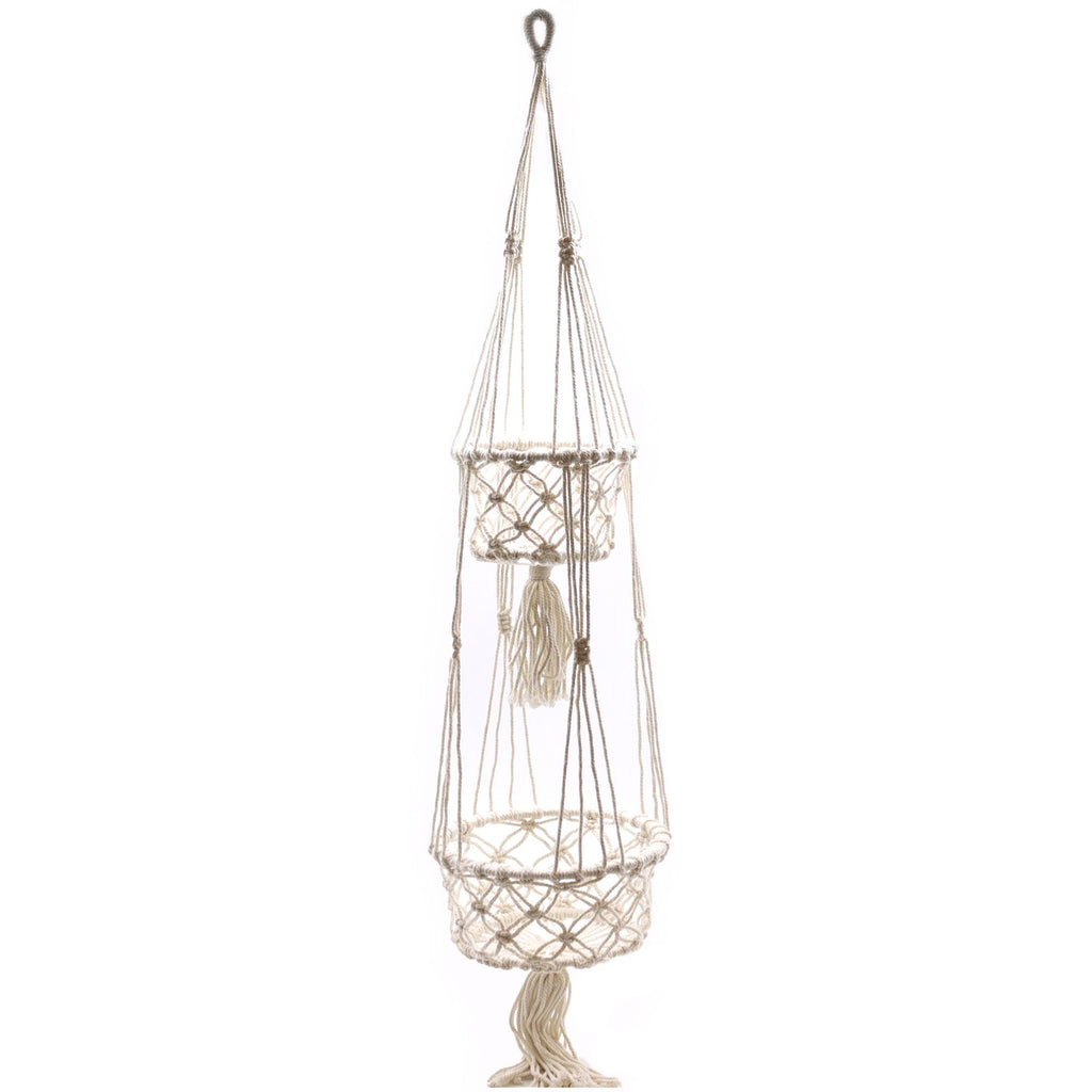 Macrame Pot Holder Double Holder for Stylish Home Plant Décor