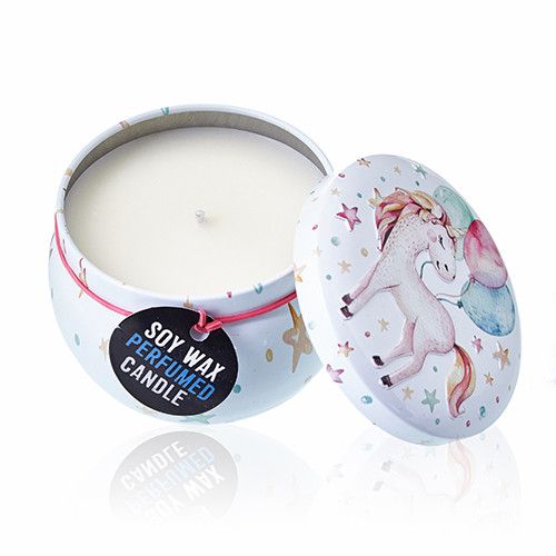 Art Tin Candle Unicorns Design with Moonstone Scented Aroma Bliss