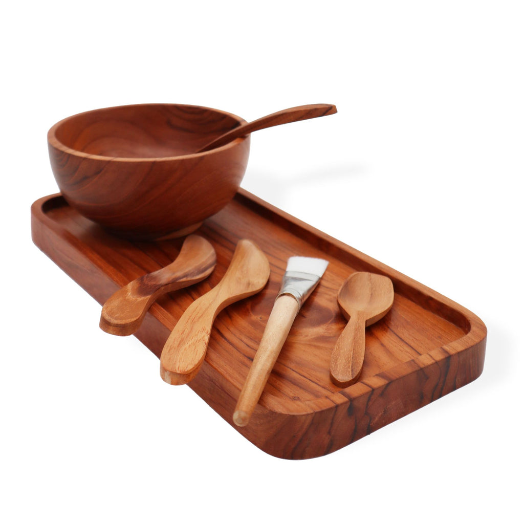 Spa Clay Wax Application Set with Teak Wood Finish for Home Use