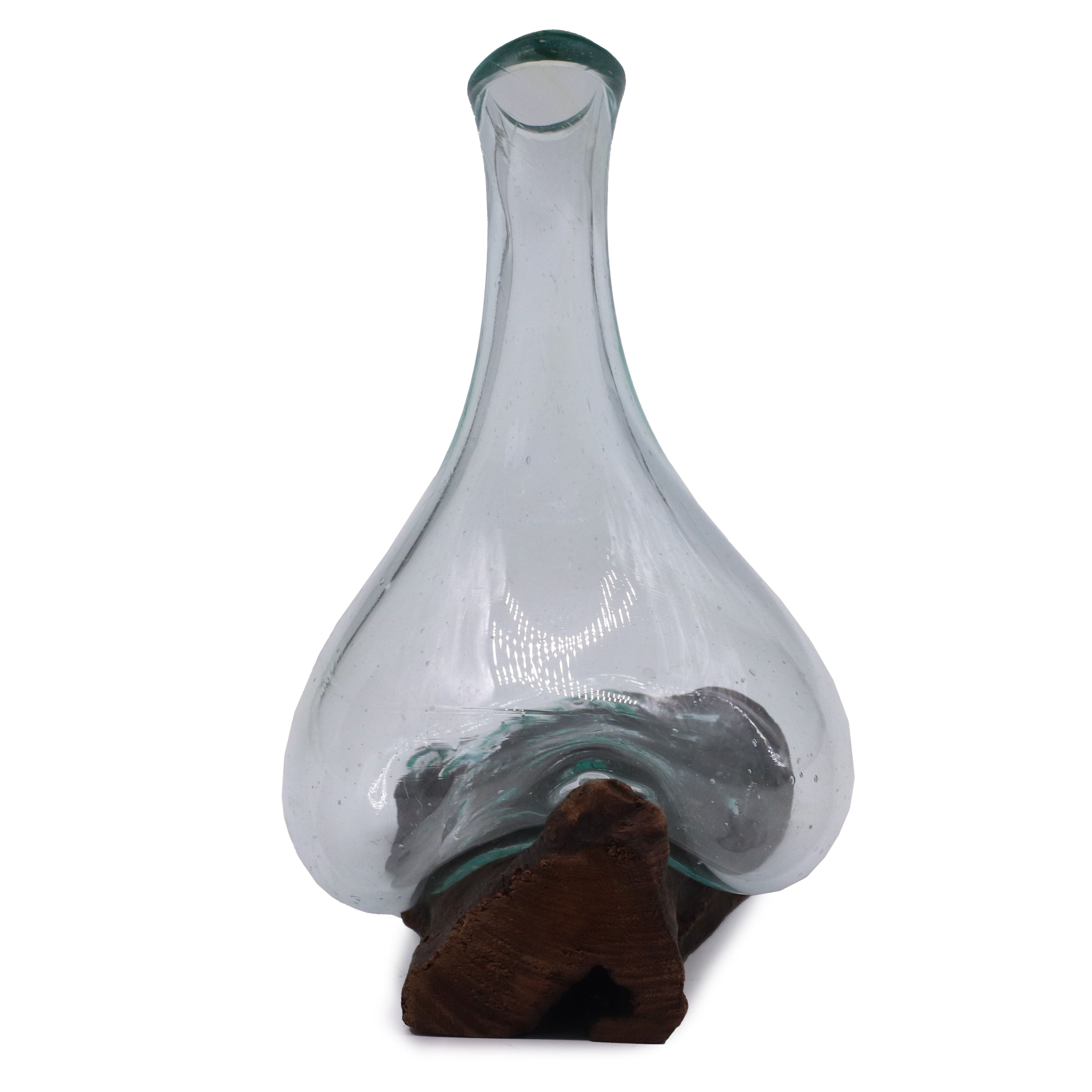 Molten Glass Mini Decanter on Wood Base for Home Display