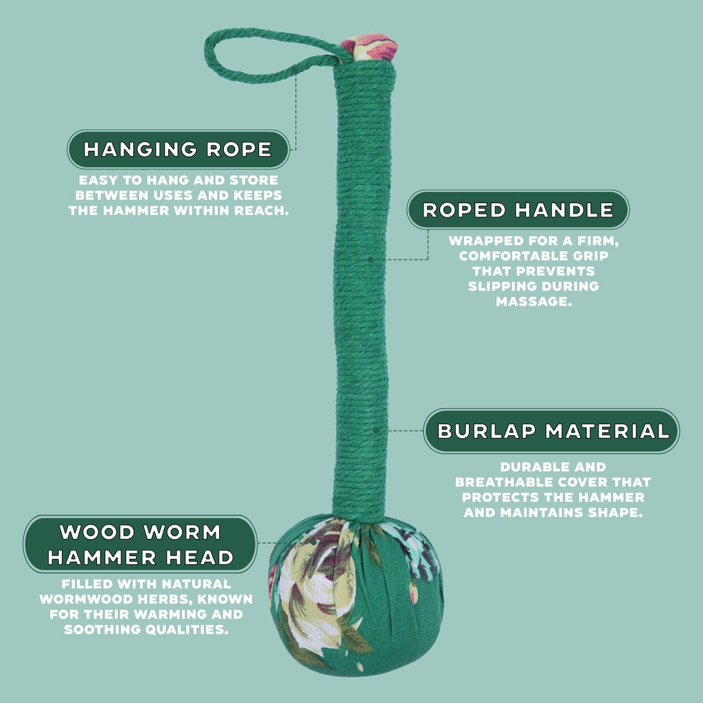 Green Wormwood Massage Hammer for Relaxation and Comfort Therapy