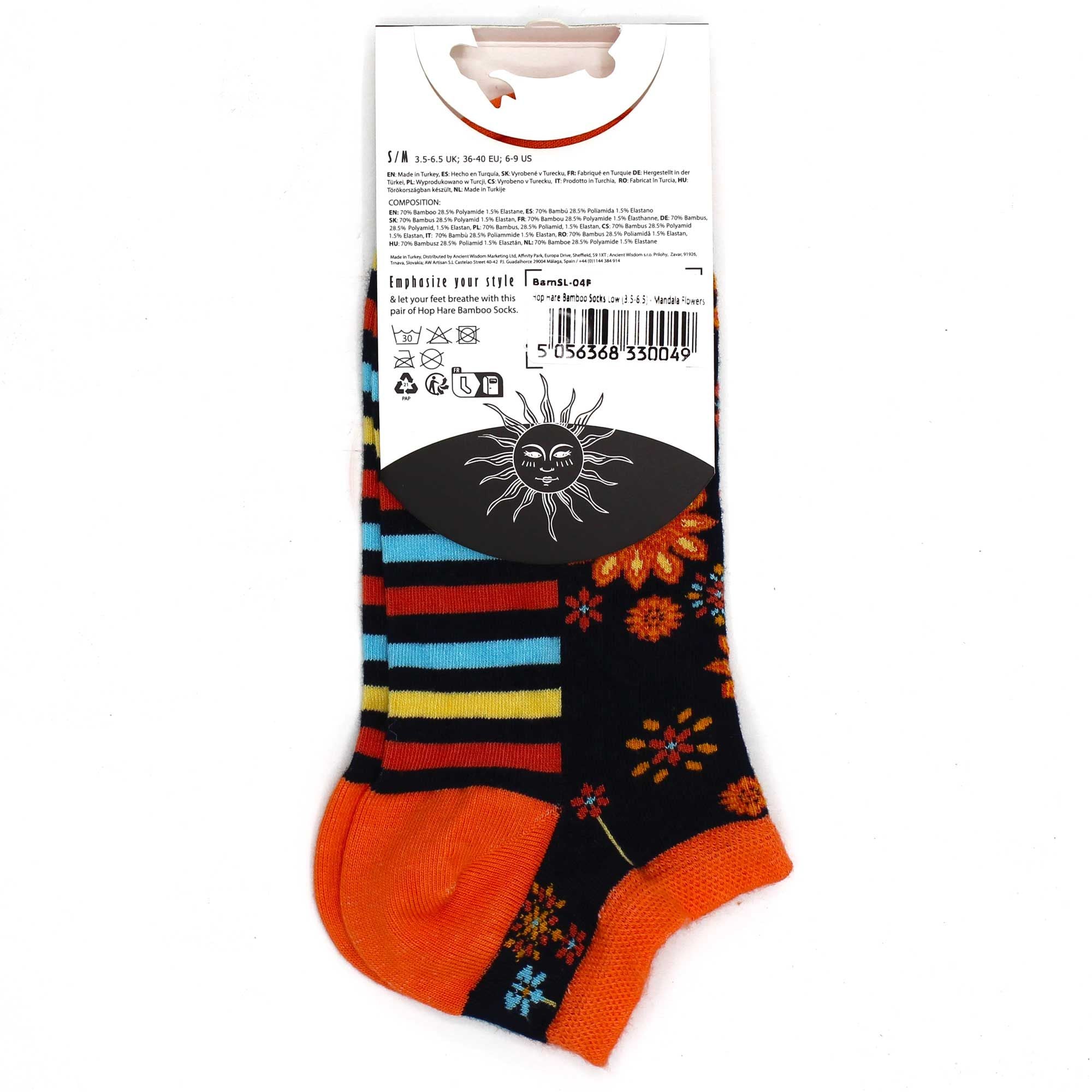 S/M Hop Hare Bamboo Low Cut Socks Mandala Flowers for Ultimate Comfort