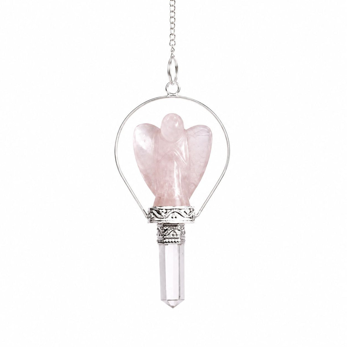 Angel Pendulum with Ring- Rose Quartz