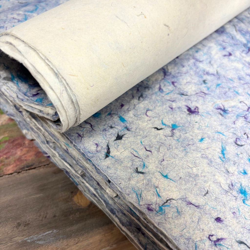 Lokta Craft Wrapping Paper 51x76cm with Blue Cotton Texture