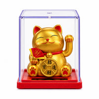 Mini Solar Powered Japanese Lucky Cat in Display Box – Gold