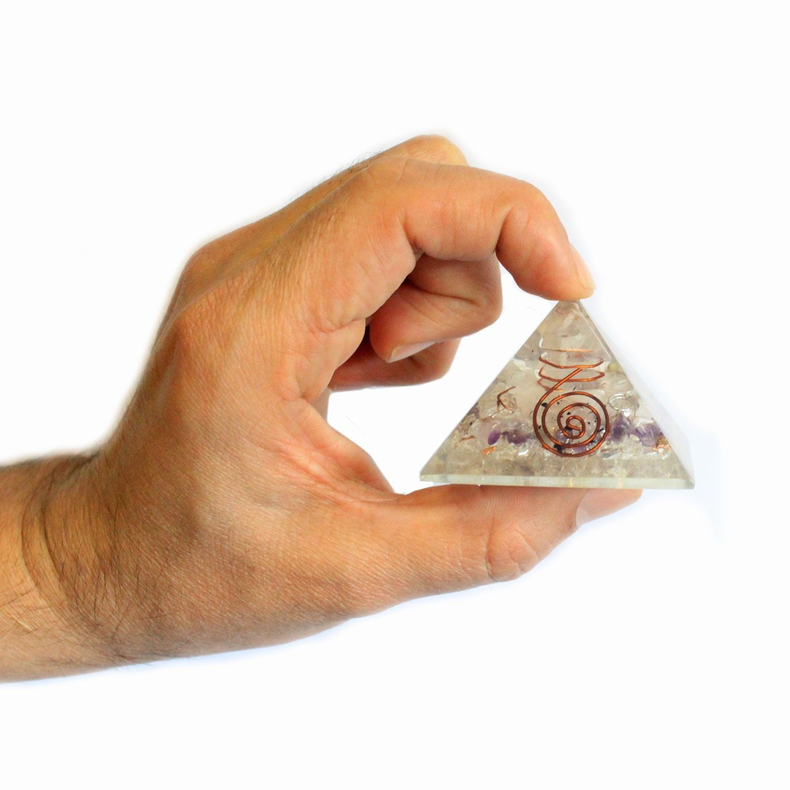 Medium Orgonite Pyramid 55mm Gemchips and Copper