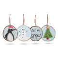 Let it Snow Hand Painted Log Xmas Decor Set of 4 for Christmas