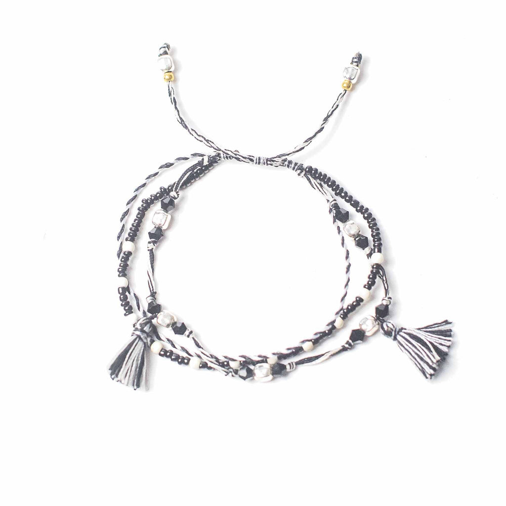 Temple String Bracelet Balance of Nature with Silver Beads Design