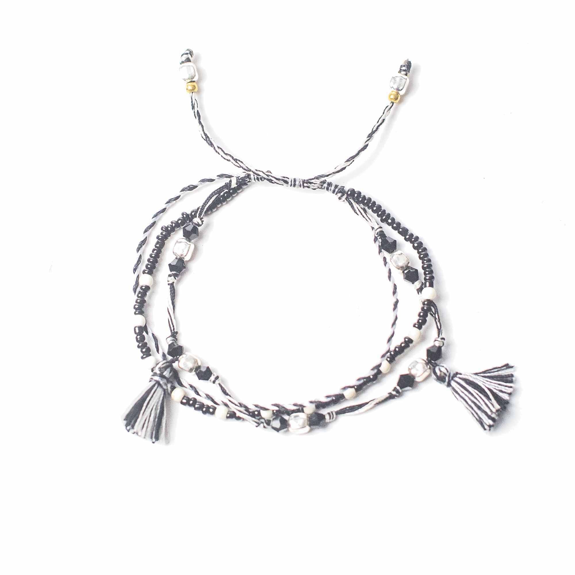 Temple String Bracelet Balance of Nature with Silver Beads Design