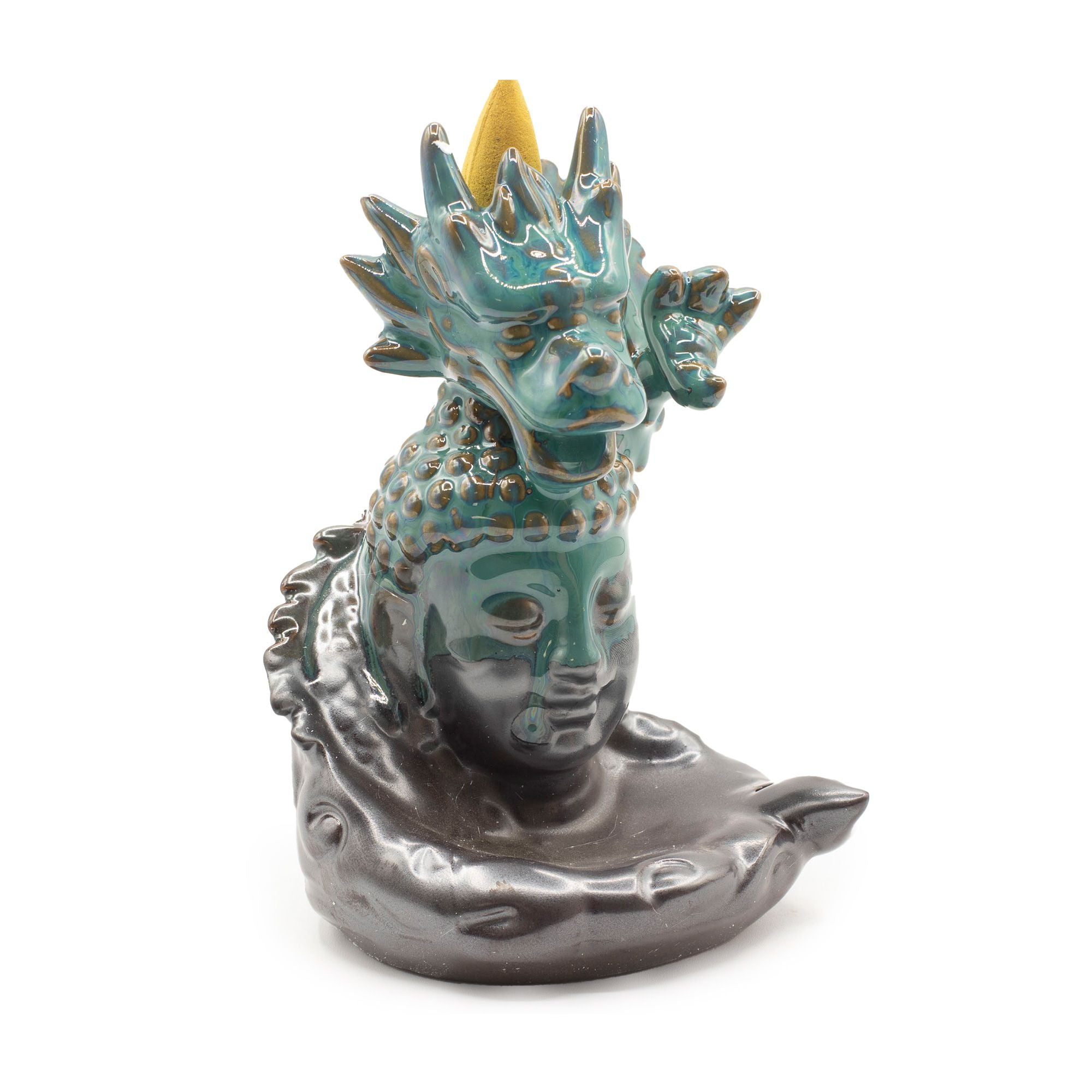 Backflow Incense Burner Dragon Over Buddha for Tranquil Spaces