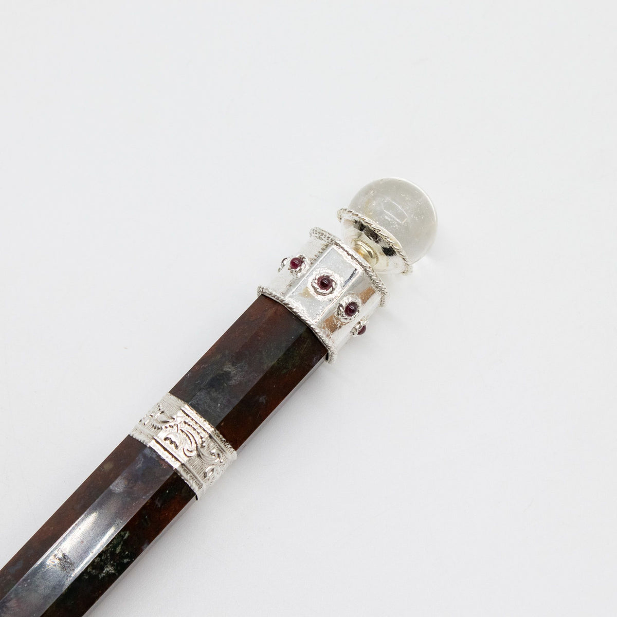 Bloodroot Soverign Wand -Extra Long Fancy Jasper Magic- Crystal Ball top - 26cm