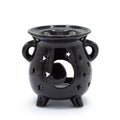 Black Cauldron Oil Burner with Moon and Stars Design for Aromatherapy