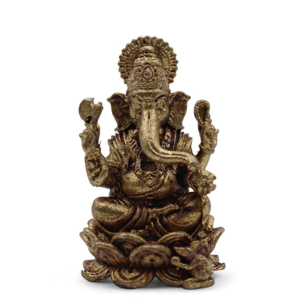 Brass Miniature Ganesha Figurine for Wisdom and Good Fortune