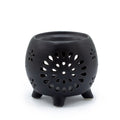 Squat Pot Oil Burner Flower Burst in Matt Black for Home Use
