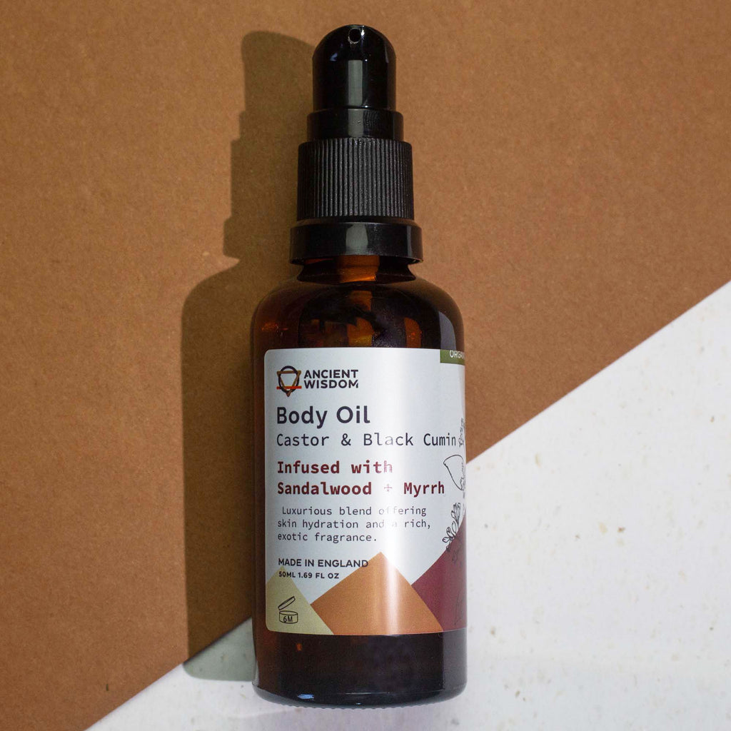 Organic Body Oil 50ml Sandalwood and Myrrh for Skin Hydration