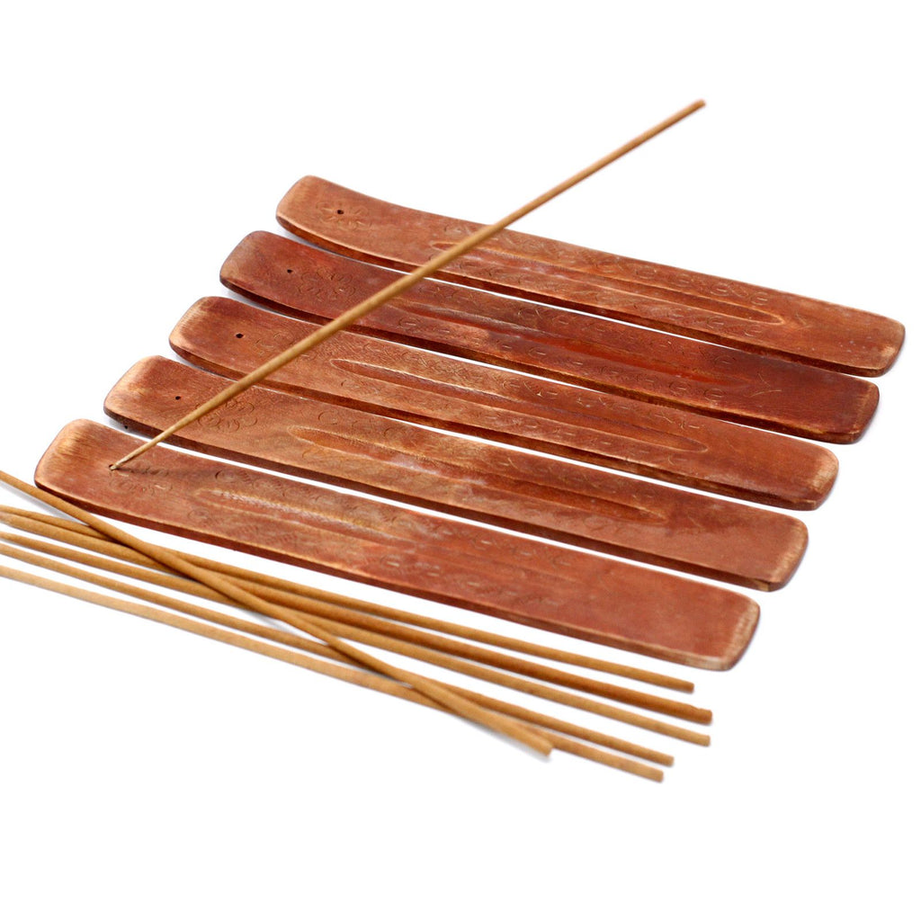 Carved Mango Wood Ashcatcher 10 Inch for Incense Enthusiasts
