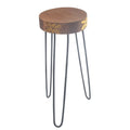 Albasia Wood Plant Stand with Natural Finish and Gold Detail