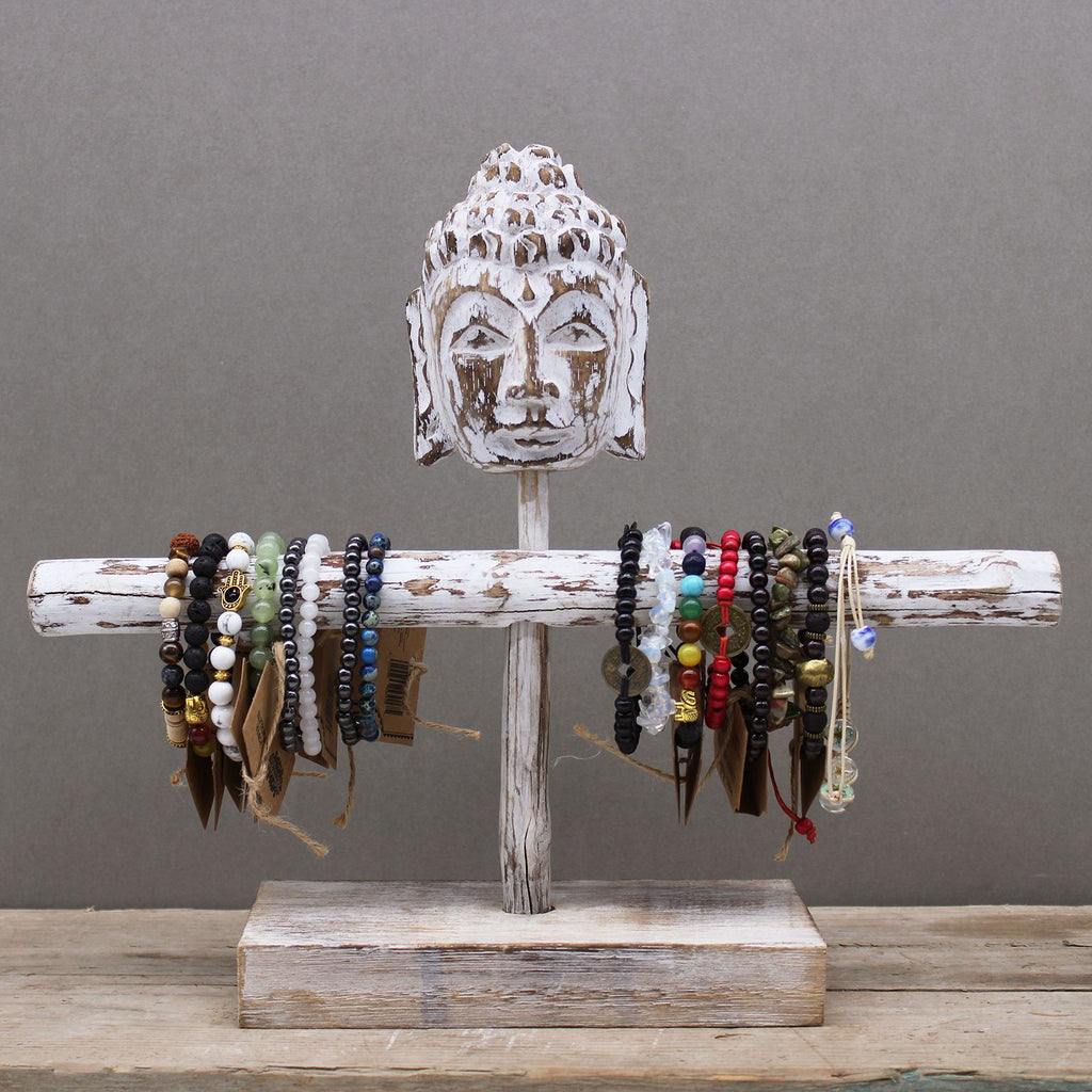 Single Branch Jewellery Stand with Buddha Elegant Whitewash Design