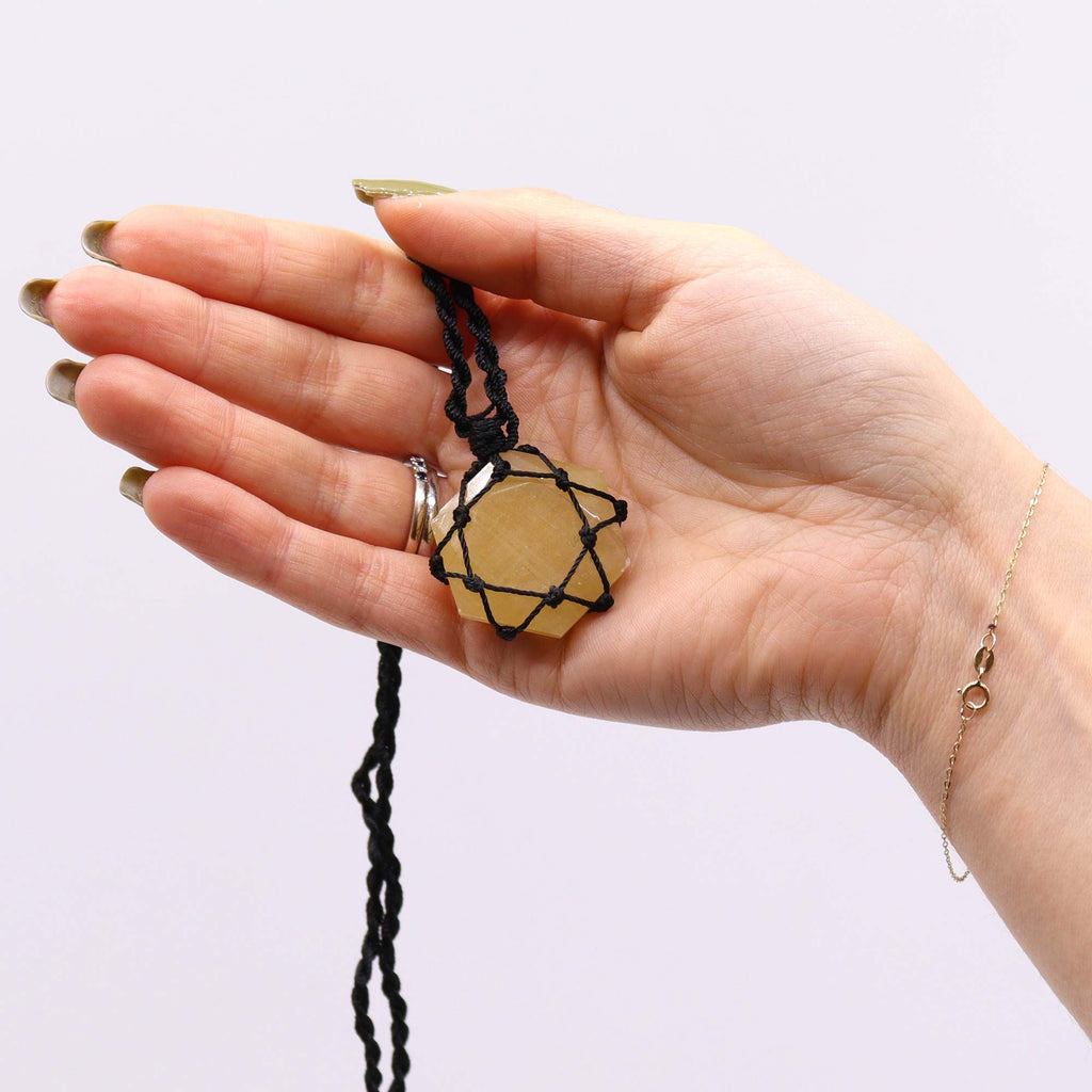 Laced Gemstone Hexagon Pendant with Radiant Yellow Quartz