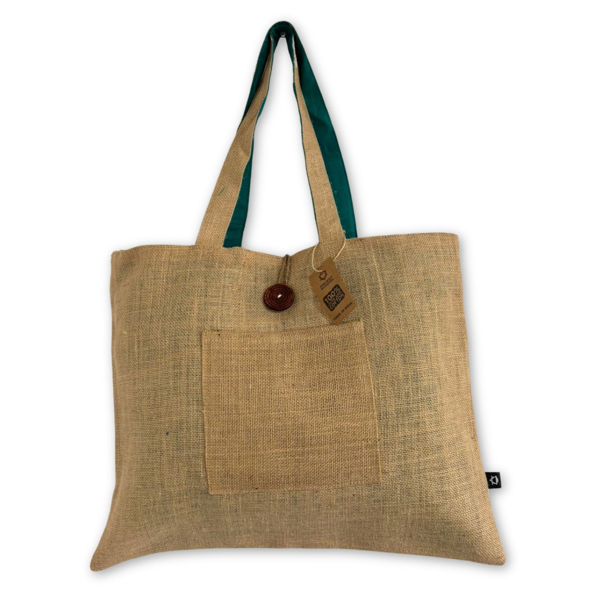 Jute & Cotton Reversible Big Bag in Teal for Stylish Storage