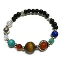 Lava Stone Bracelet Silver Solar System for Aromatherapy Use