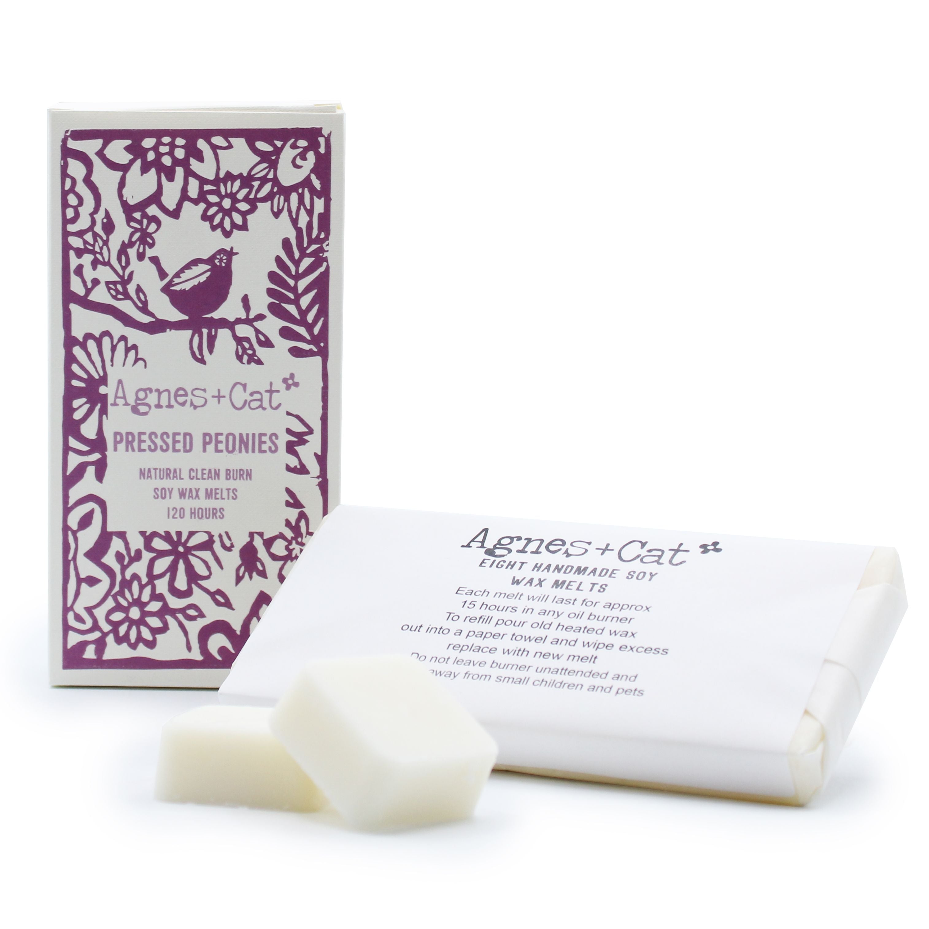 Agnes + Cat Box of 8 Wax Melts Pressed Peonies Scented Melts