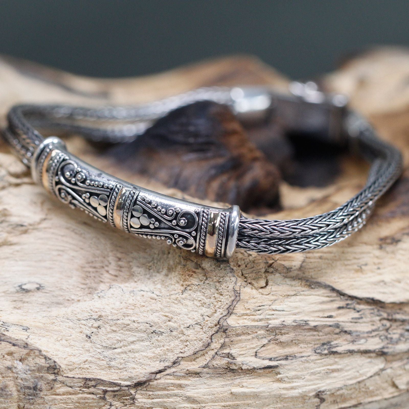Stylish Silver and Gold Bracelet Unisex Twin Chain for Gifting