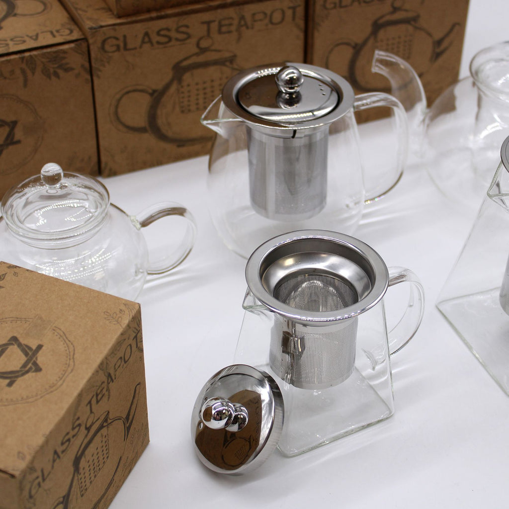 Glass Infuser Teapot Round Pearl Design 800ml Capacity