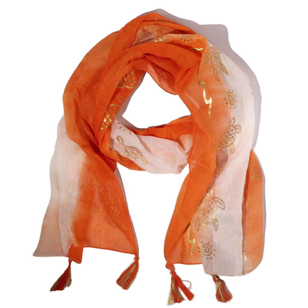 Nomad Sari Summer Turtle Print Scarf in Coral for Stylish Looks