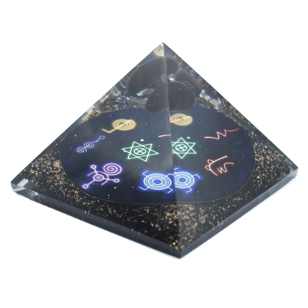 Orgonite Pyramid Midnight Reiki 90mm Unique Home Decorative Accent