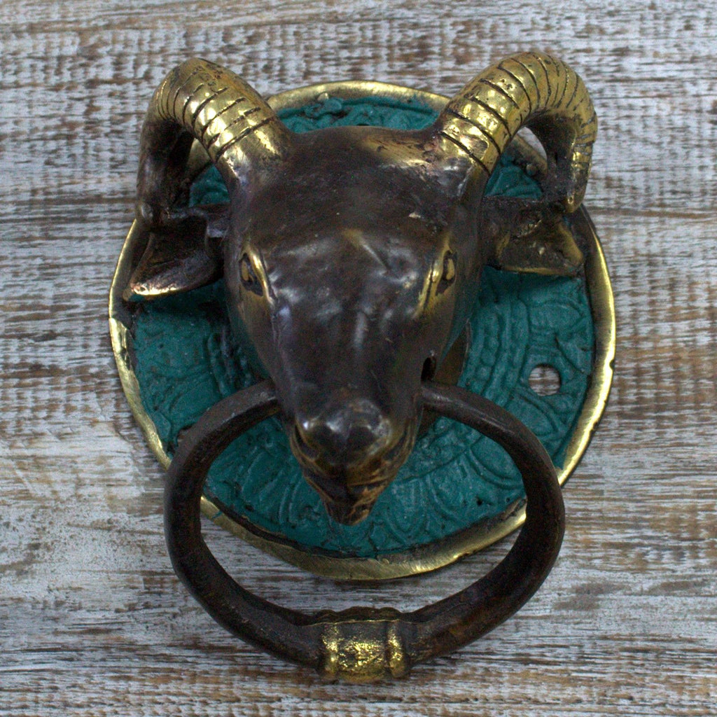Brass Rams Head Door Knocker for Timeless Home Elegance and Style