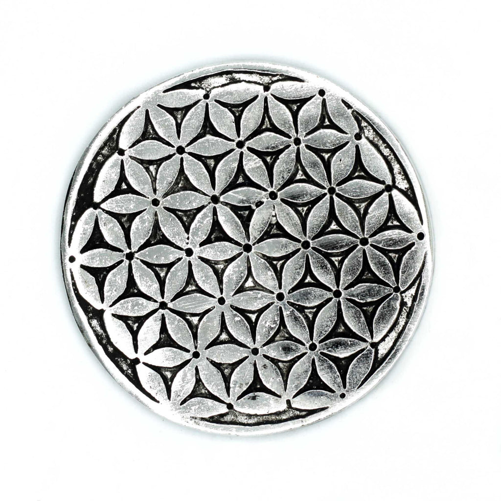 Polished Aluminium Flower of Life Incense Holder 11cm for Decor