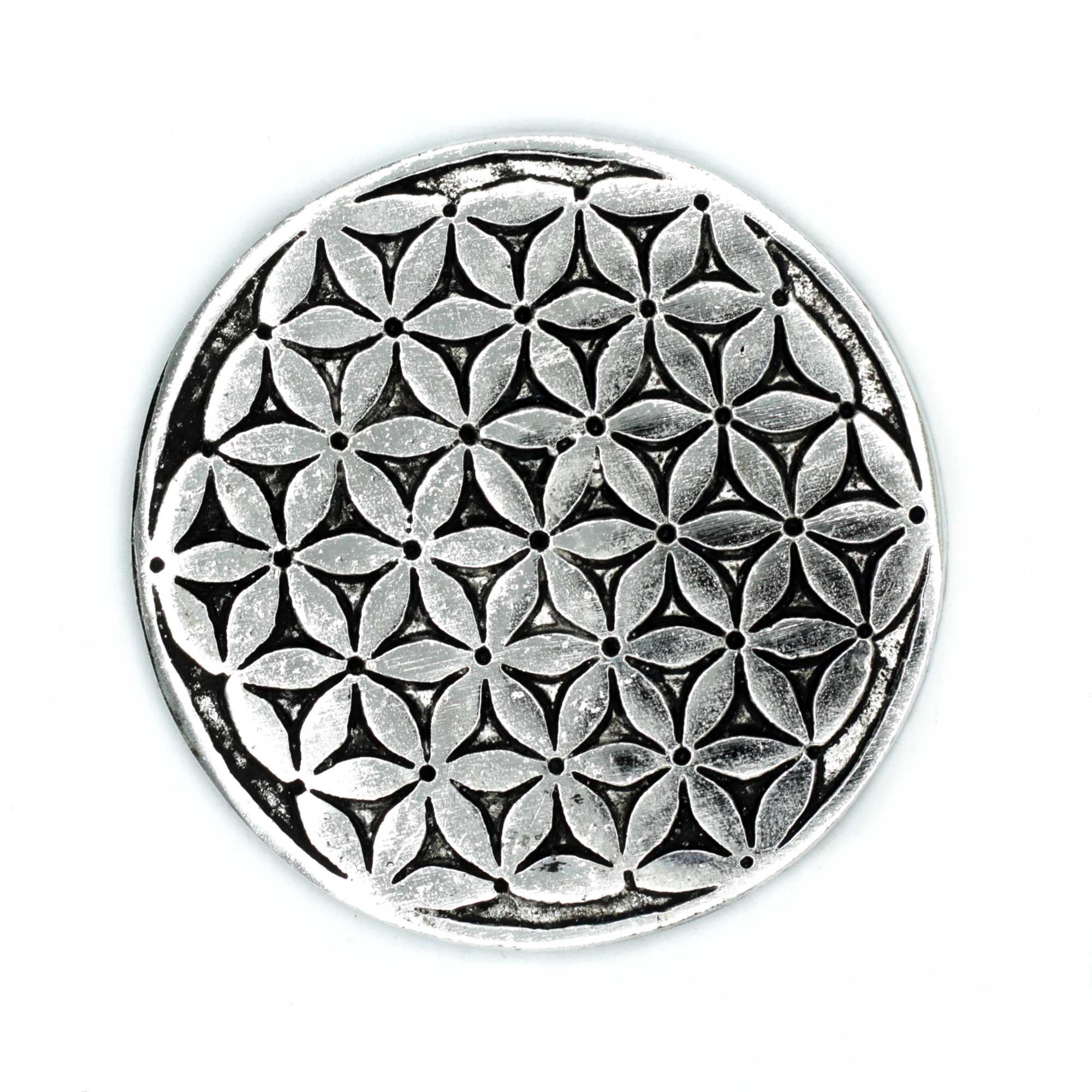 Polished Aluminium Flower of Life Incense Holder 11cm for Decor
