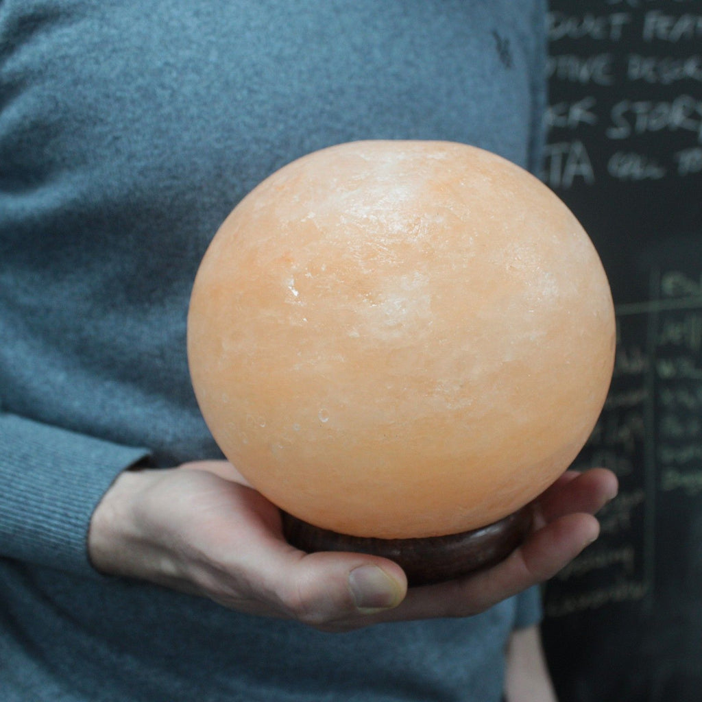 Himalayan Salt Lamp Ball with Big Wooden Base for Home Decor