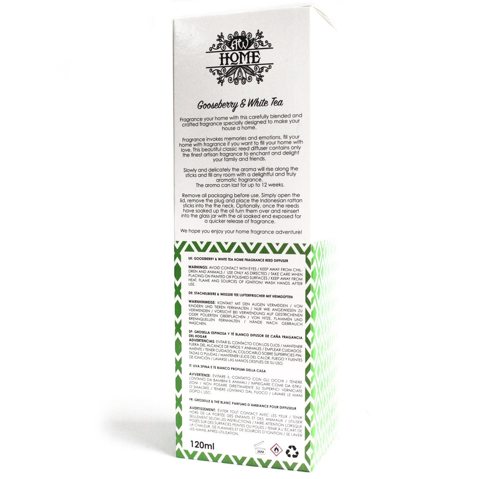 120ml Reed Diffuser with Gooseberry & White Tea Fragrance
