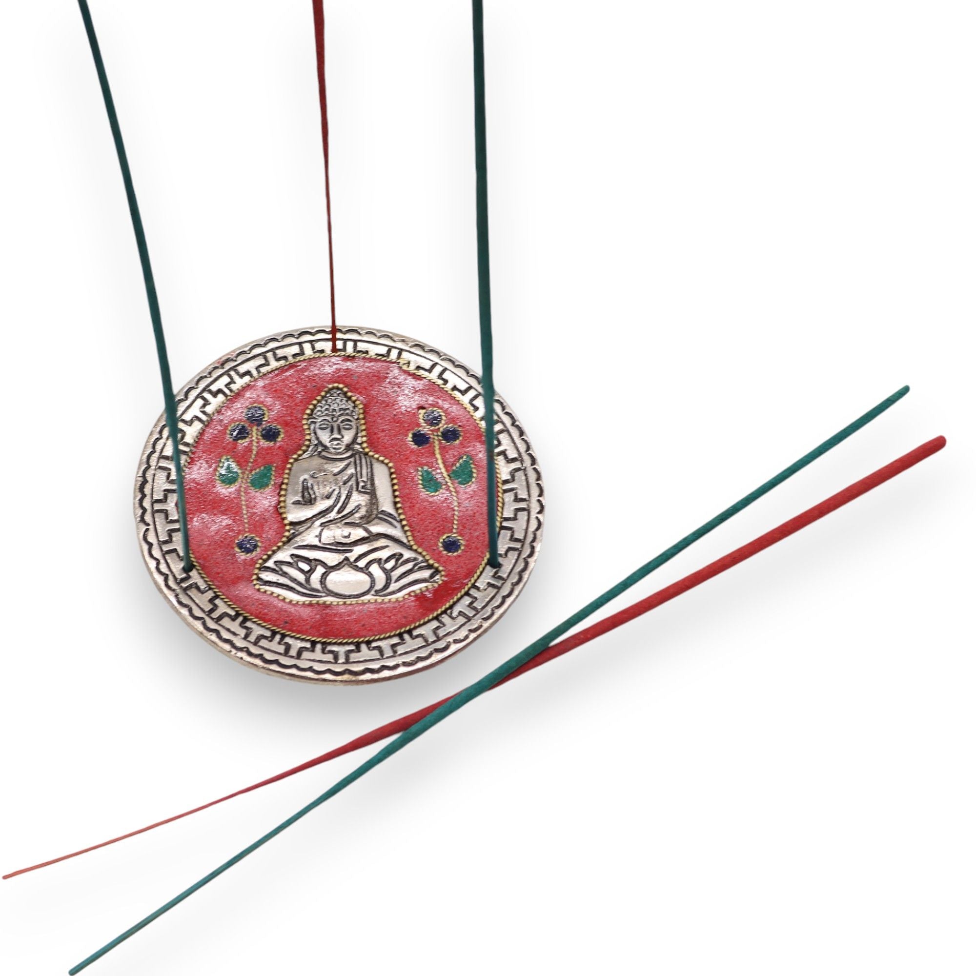 Buddha Red Decor Incense Holder with Intricate Design for Home