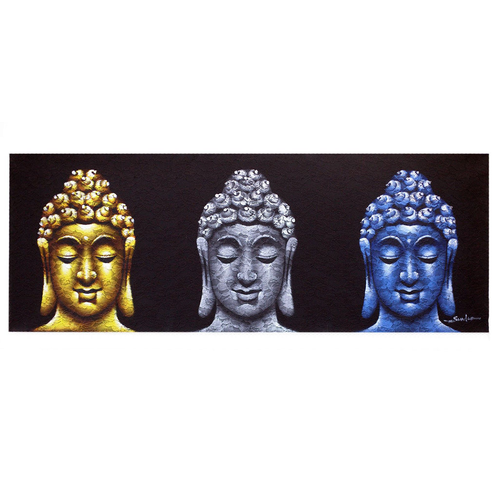 Buddha Painting Three Heads Black for Elegant Home and Office Décor
